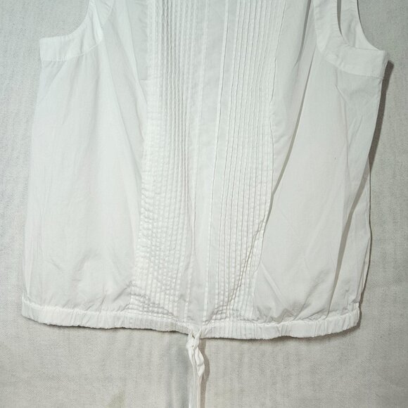 Trina Turk Woman's White 100% Cotton Pleated Tank with Sinched Drawstring Size S - Picture 6 of 16
